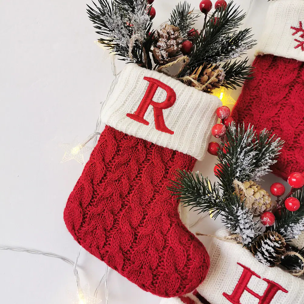 Holiday Monogram Knit Socks