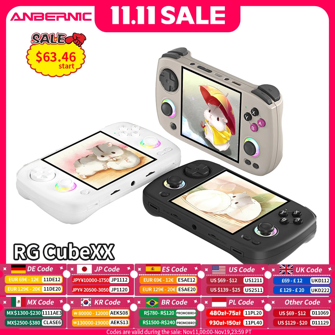 ANBERNIC RG CubeXX Retro Handheld Games Console Linux RGB Joystick Video Gaming Player Supports WIFI Bluetooth HD TV Connection